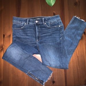 Express High Waisted Jeans with Zipper Detail